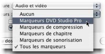 APPLE DVD STUDIO PRO 4 - Pour exporter un film Final Cut Pro ou Final Cut Express comportant des marqueurs : - 2