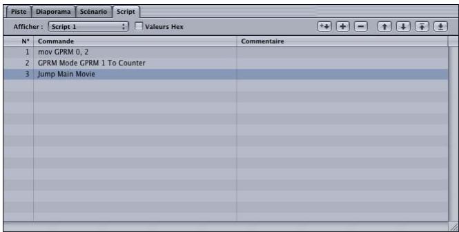 APPLE DVD STUDIO PRO 4 - Onglet Script - 1