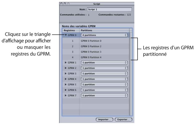 APPLE DVD STUDIO PRO 4 - Cliquez sur le menu local du GPRM que vous souhaitez partitionner, puis choisissez dans le menu local la configuration de partition à utiliser. - 2