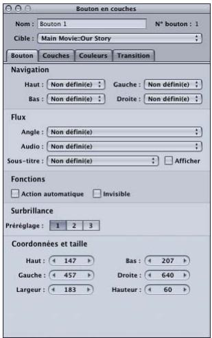 APPLE DVD STUDIO PRO 4 - Onglet Bouton de l'inspecteur de bouton pour les menus en couches - 1