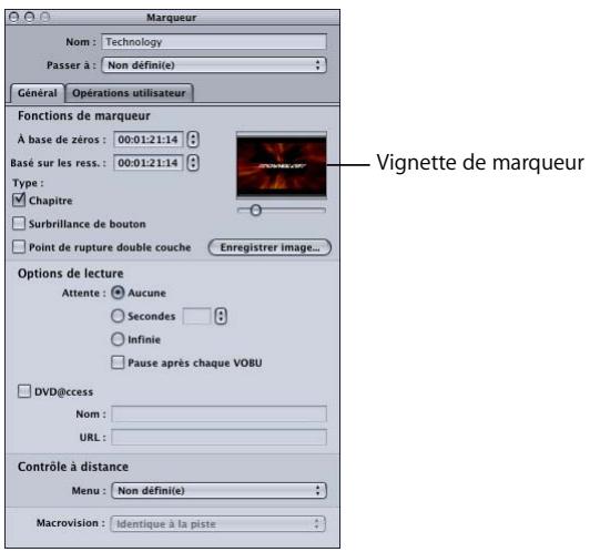 APPLE DVD STUDIO PRO 4 - Onglet Général de l'inspecteur de marqueur - 1