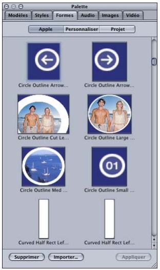 APPLE DVD STUDIO PRO 4 - Onglet Formes - 1