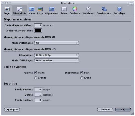 APPLE DVD STUDIO PRO 4 - Pour ouvrir la fenêtre Préférences de DVD Studio Pro, effectuez l'une des opérations suivantes : - 1
