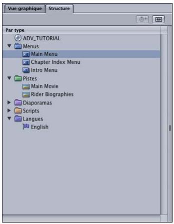 APPLE DVD STUDIO PRO 4 - Onglet Structure - 1
