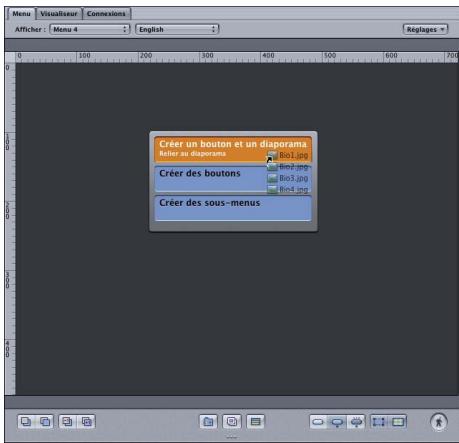 APPLE DVD STUDIO PRO 4 - Pour créer un diaporama à l'aide de l'éditeur de menu : - 1