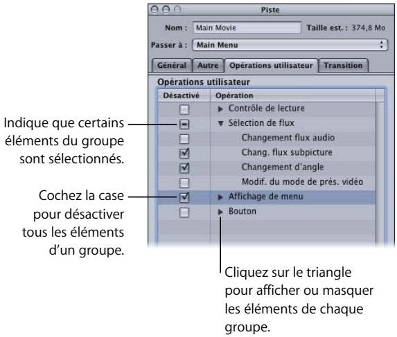 APPLE DVD STUDIO PRO 4 - Pour définir des opérations utilisateur : - 1