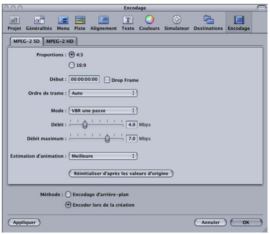 APPLE DVD STUDIO PRO 4 - Préférences Encodage - 1