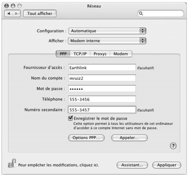 APPLE EMAC - Pour configurer les préférences réseau pour le port modem interne : - 2