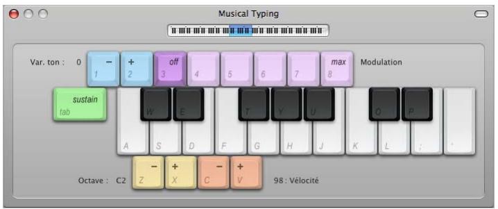APPLE GARAGEBAND 3 - Pour afficher le clavier de saisie musicale : - 1