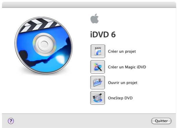 APPLE IDVD 6 - Pour démarrer un nouveau projet idvd : - 1