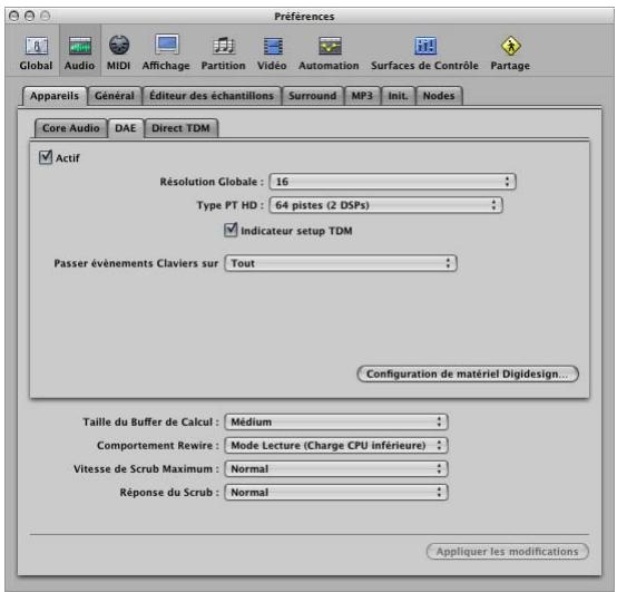 APPLE LOGIC PRO 8 TDM - Réglages DAE - 1
