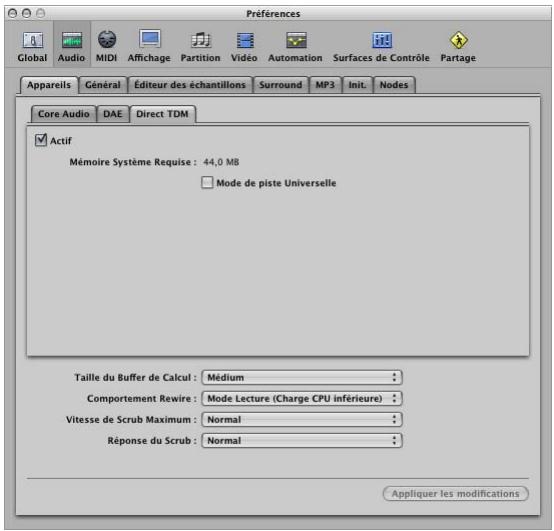 APPLE LOGIC PRO 8 TDM - Réglages Direct TDM - 1