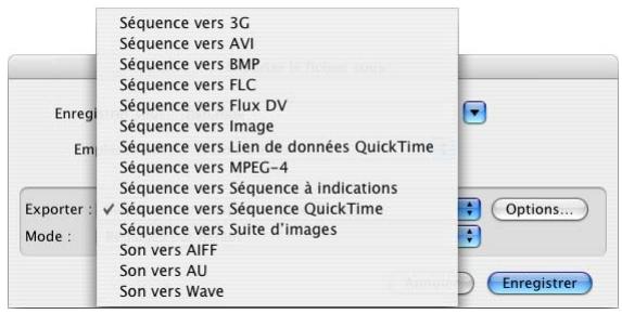 APPLE QUICKTIME 7.2 - Pour spécifier un type de contrôle de séquences : - 1