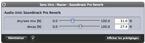 APPLE SOUNDTRACK PRO - Réglage du temps de réverbération et de la bande de fréquence basse - 1