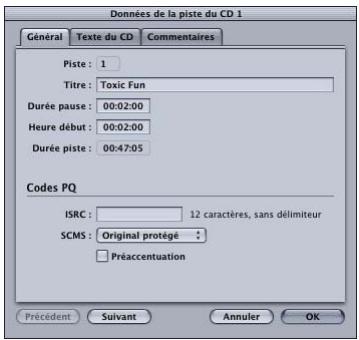 APPLE WAVEBURNER - Fenêtre données de la piste - 1