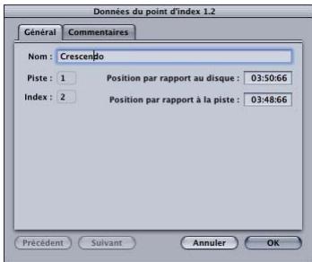 APPLE WAVEBURNER - Fenêtre données du point d'index - 1