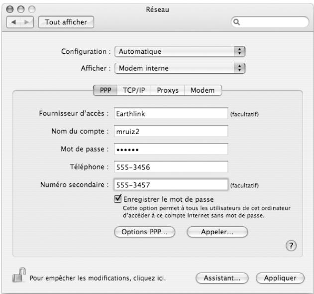 APPLE POWERBOOK G4 15-INCH - Pour configurer les préférences réseau afin de vous connecter via le port de modem interne : - 2