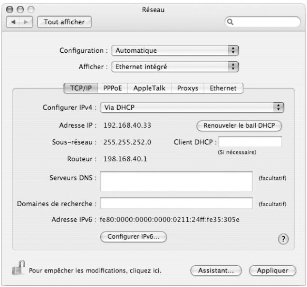 APPLE POWERBOOK G4 15-INCH - Pour effectuer une configuration DHCP : - 1