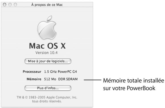 APPLE POWERBOOK G4 15-INCH - Vérification de la reconnaissance de la nouvelle mémoire par votre powerbook - 1