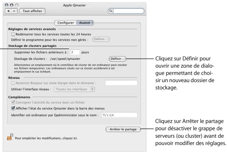 APPLE QMASTER 2 - Ajustement des réglages de stockage de grappes de serveurs (clusters) - 1