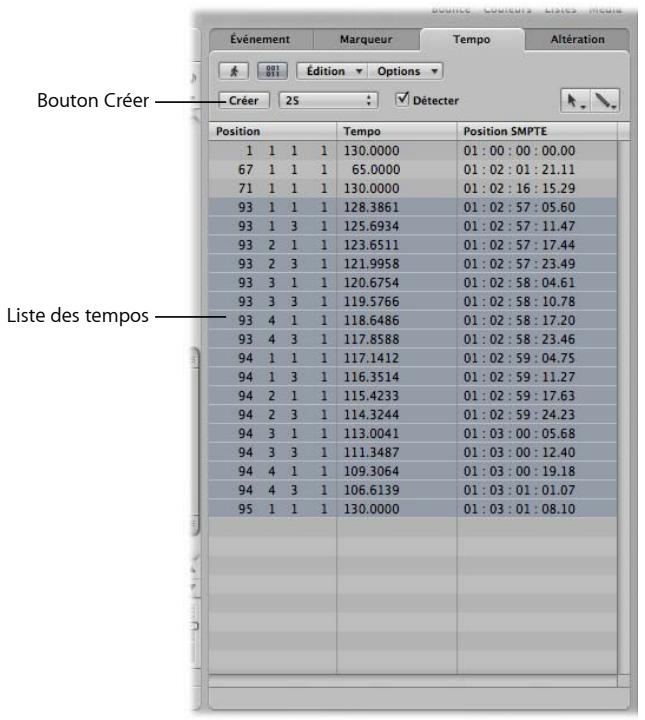 APPLE LOGIC PRO 8 - Présentation de la liste des tempos - 1