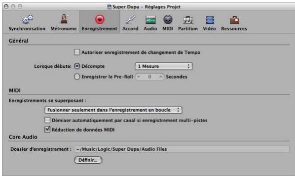 APPLE LOGIC PRO 8 - Réglages d'enregistrement - 1