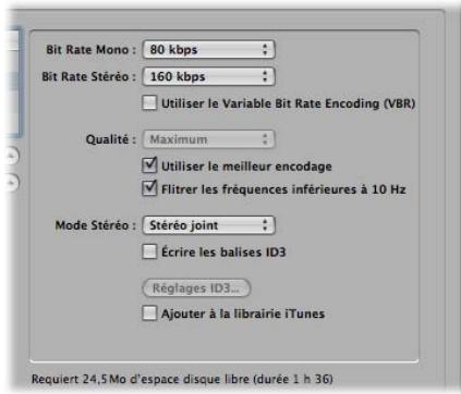 APPLE LOGIC PRO 8 - Options MP3 dans la fenêtre Bounce - 1