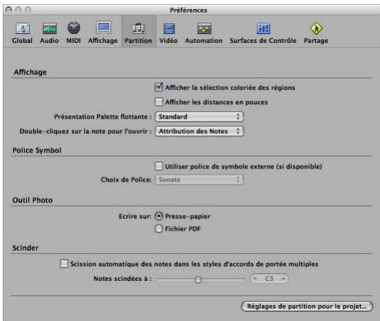 APPLE LOGIC PRO 8 - Pour ouvrir la fenêtre des préférences de partition, effectuez l'une des opérations suivantes : - 1