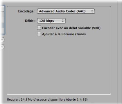 APPLE LOGIC PRO 8 - Options du format M4A : AAC - 1