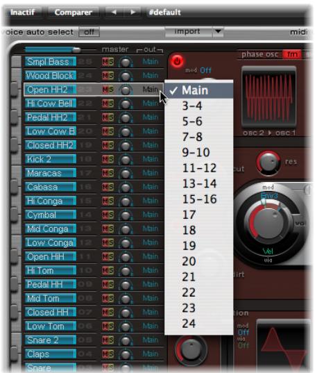 APPLE LOGIC PRO 8 - Pour insérer et configurer un instrument à plusieurs sorties : - 1