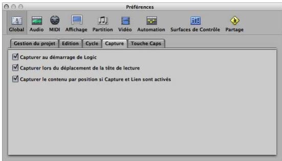 APPLE LOGIC PRO 8 - Preférences Capture - 1