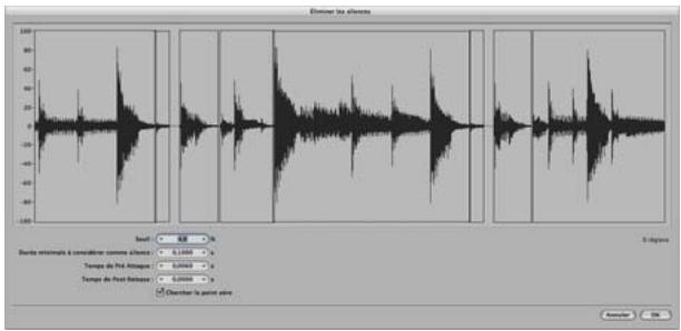 APPLE LOGIC PRO 8 - Pour supprimer les passages silencieux d'une région selectionnée : - 1