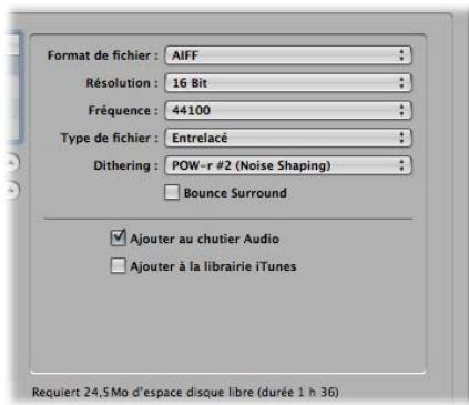 APPLE LOGIC PRO 8 - Options PCM dans la fenêtre Bounce - 1
