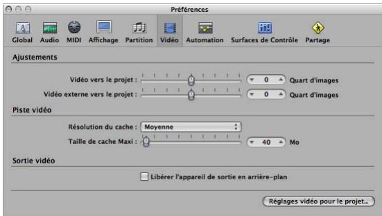 APPLE LOGIC PRO 8 - Changement des réglages de piste video - 1