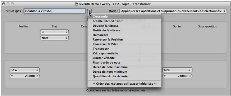 APPLE LOGIC PRO 8 - Choix et utilisation des jours de transformations - 1