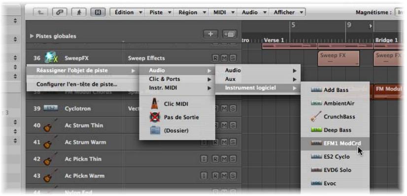 APPLE LOGIC PRO 8 - Pour réassigner une piste à une bande de canal spécifique : - 1