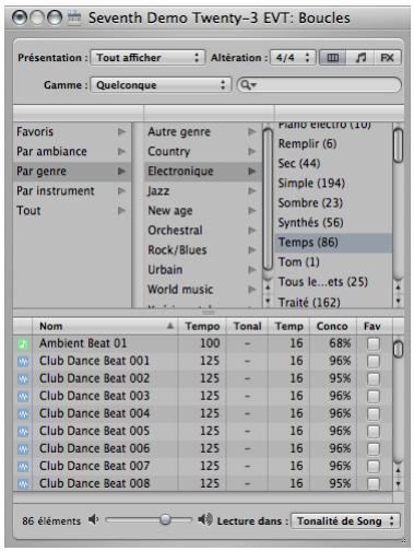 APPLE LOGIC PRO 8 - Navigation pour rechercher des bouchles Apple Loops - 5