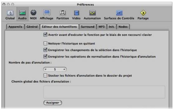 APPLE LOGIC PRO 8 - Définition de préférences d'annulation - 1