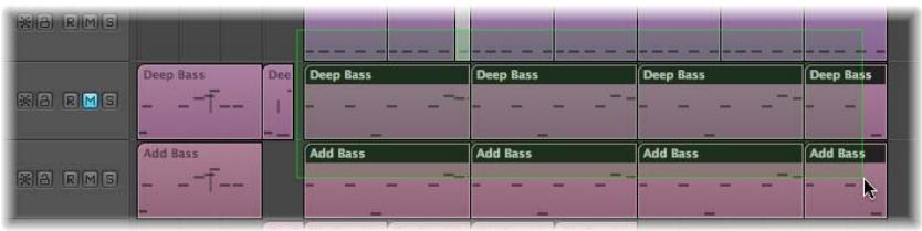 APPLE LOGIC PRO 8 - Pour fusionner plusieurs régions à l'aide de l'outil Colle : - 3