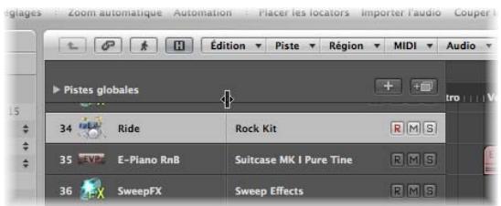 APPLE LOGIC PRO 8 - Pour indiquer le nom des pistes que vous souhaitez visualiser : - 1