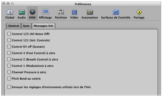 APPLE LOGIC PRO 8 - Preférences Messages de réinitialisation - 1