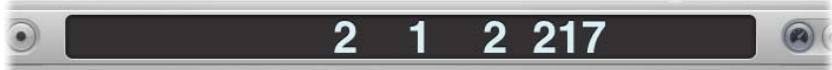 APPLE LOGIC PRO 8 - Pour remplaçer la zone d'affichage de la barre de transport standard par un affichage SMPTE ou un affichage de mesures : - 1