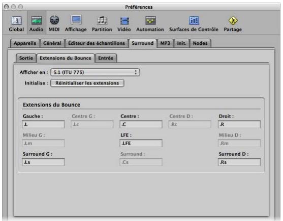 APPLE LOGIC PRO 8 - Pour modifier les extensions du bounce : - 1