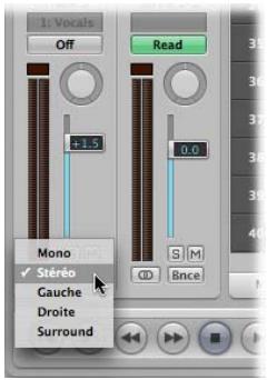 APPLE LOGIC PRO 8 - Pour définiir le format d'entrée de la bande de canaux pour la piste audio sélectionnée : - 1