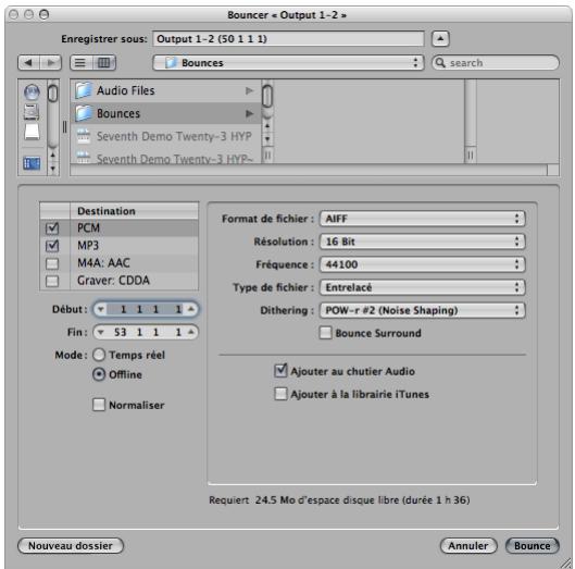 APPLE LOGIC PRO 8 - Options globales de la fenêtre Bounce - 1