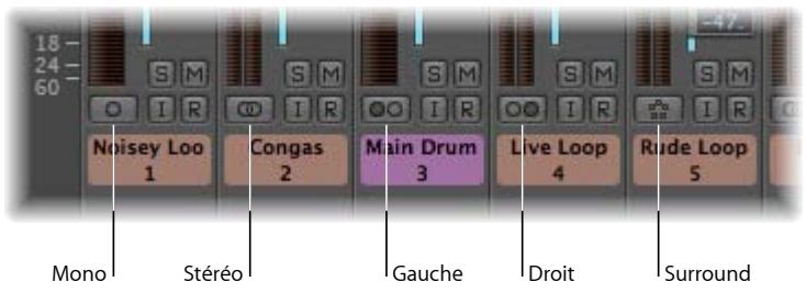 APPLE LOGIC PRO 8 - Pour définiir le format d'entrée de la bande de canaux pour la piste audio sélectionnée : - 2