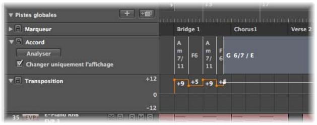 APPLE LOGIC PRO 8 - Modification de transpositions à l'aide des pistes d'accord et de transposition - 2