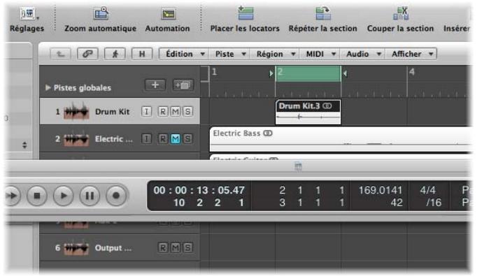 APPLE LOGIC PRO 8 - Réglage du tempo d'un projet afin de l'adapter à une région audio - 2