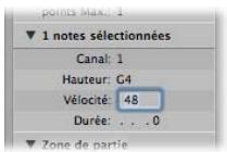 APPLE LOGIC PRO 8 - Modification de la velocité, de la durée ou de la tonalité d'une note - 1
