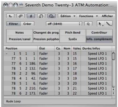APPLE LOGIC PRO 8 - Édition des données d'automatisation de piste dans une liste des événements - 1